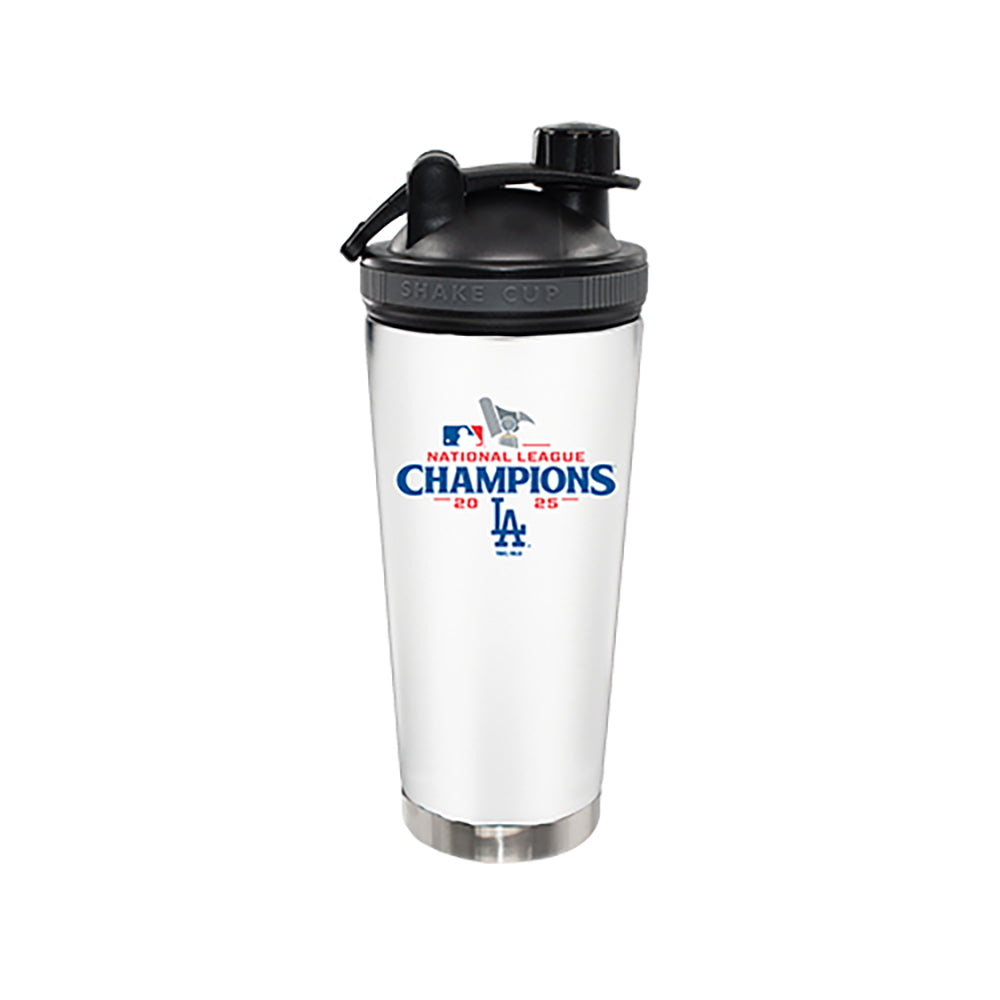 24oz White Stainless Steel Beverage Shaker Bottle, MLB National League Champs 2025, Direct Print, Los Angeles Dodgers