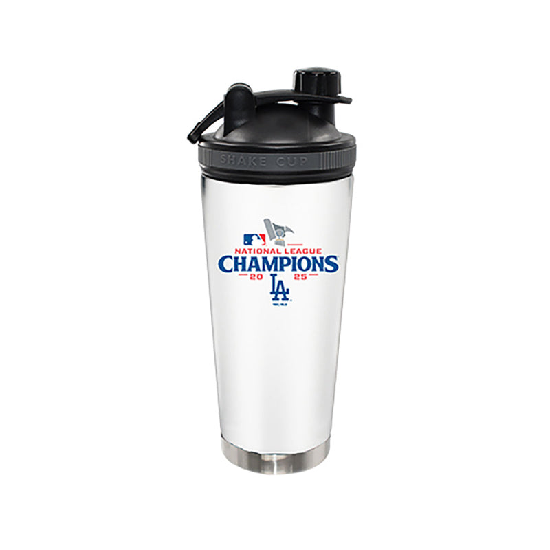 24oz White Stainless Steel Beverage Shaker Bottle, MLB National League Champs 2025, Direct Print, Los Angeles Dodgers