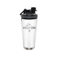 24oz White Stainless Steel Beverage Shaker Bottle, MLB National League Champs 2025, Etched, Los Angeles Dodgers
