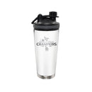 24oz White Stainless Steel Beverage Shaker Bottle, MLB National League Champs 2025, Etched, Los Angeles Dodgers