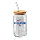 16oz Glass Tumbler with Bamboo Lid, MLB National League Champs 2025, Direct Print, Los Angeles Dodgers