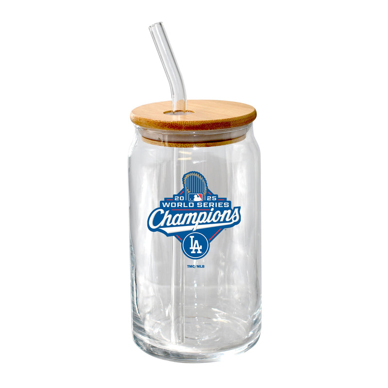 16oz Glass Tumbler with Bamboo Lid, MLB World Series, 2025, Direct Print, Los Angeles Dodgers