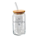16oz Glass Tumbler with Bamboo Lid, MLB National League Champs 2025, Etched, Los Angeles Dodgers