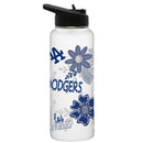 34oz White Quencher Water Bottle, Direct Print, Flowers Design | Los Angeles Dodgers