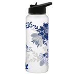 34oz White Quencher Water Bottle, Direct Print, Flowers Design | Los Angeles Dodgers