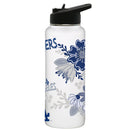 34oz White Quencher Water Bottle, Direct Print, Flowers Design | Los Angeles Dodgers