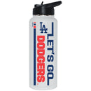 34oz White Quencher Bottle, DP, Let's Go Team Dash, Los Angeles Dodgers