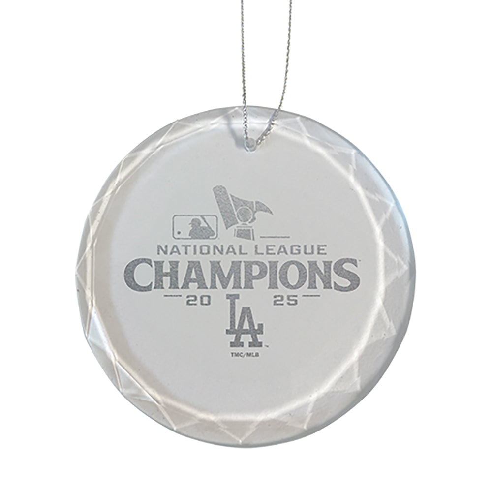 3.25in Round Glass Ornament, MLB National League Champs 2025, Etched, Los Angeles Dodgers