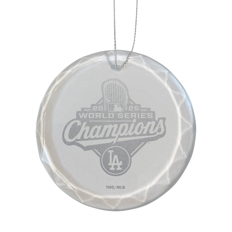 3.25in Round Glass Ornament, MLB World Series Champs 2025, Etched, Los Angeles Dodgers