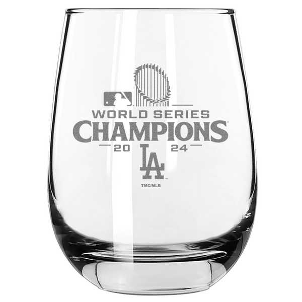 15oz Stemless Wine Glass Etched | 2024 Champion Los Angeles Dodgers