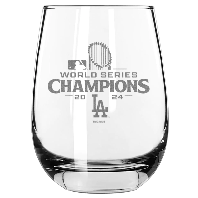 15oz Stemless Wine Glass Etched | 2024 Champion Los Angeles Dodgers