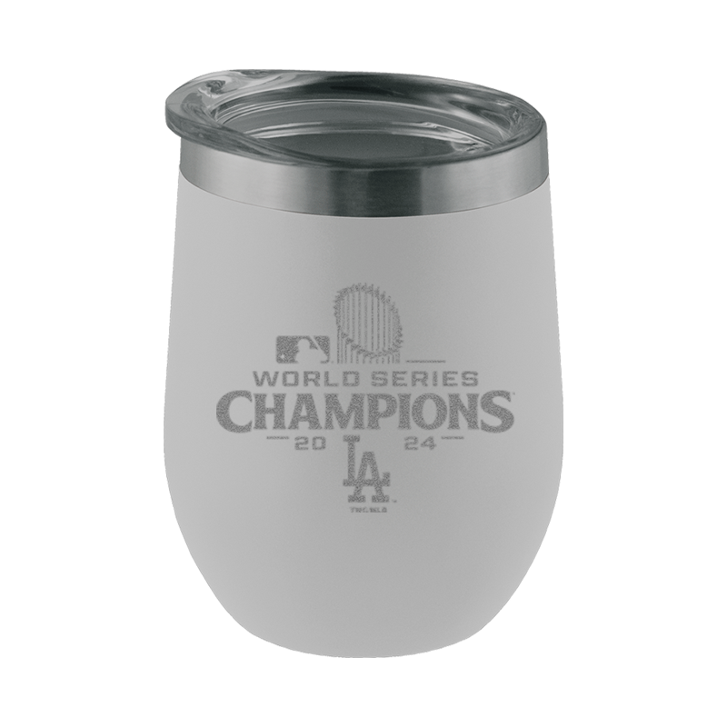12oz White Stemless Tumbler Etched | 2024 Champion Los Angeles Dodgers