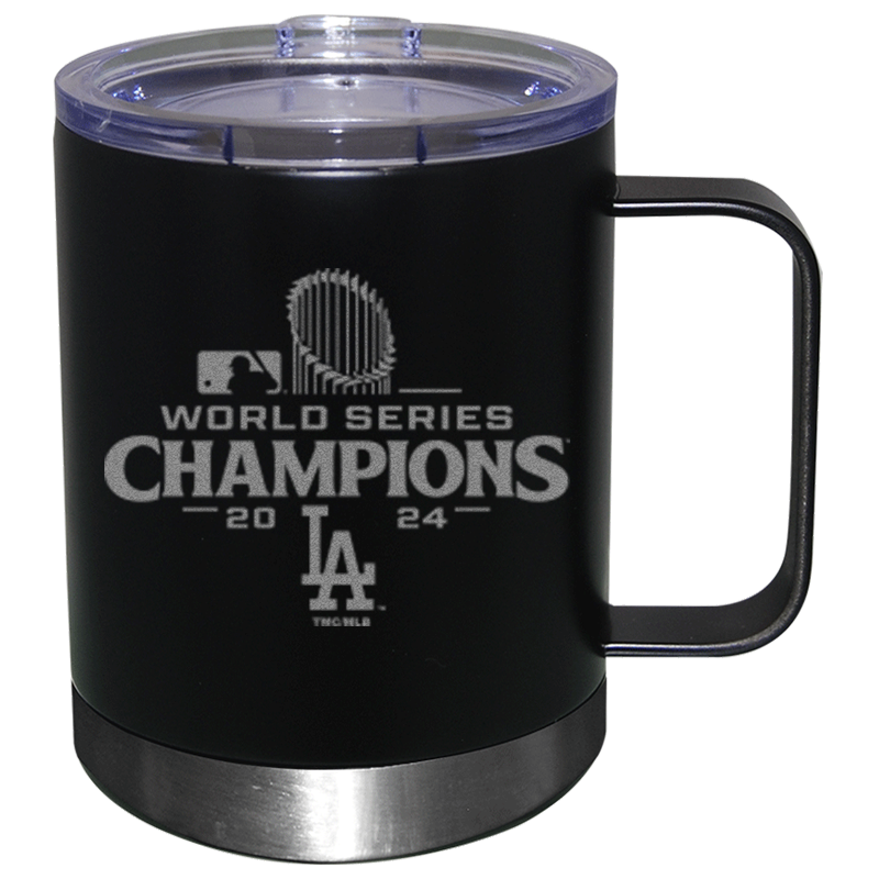 12oz Black Lowball with Handle Etched | 2024 Champion Los Angeles Dodgers