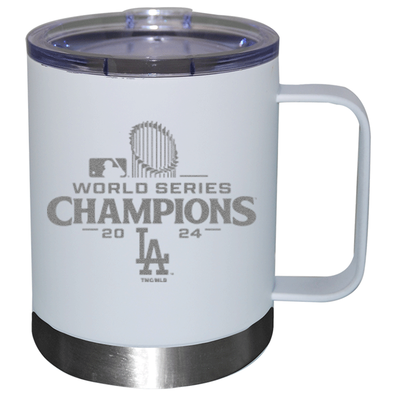 12oz White Lowball with Handle Etched | 2024 Champion Los Angeles Dodgers