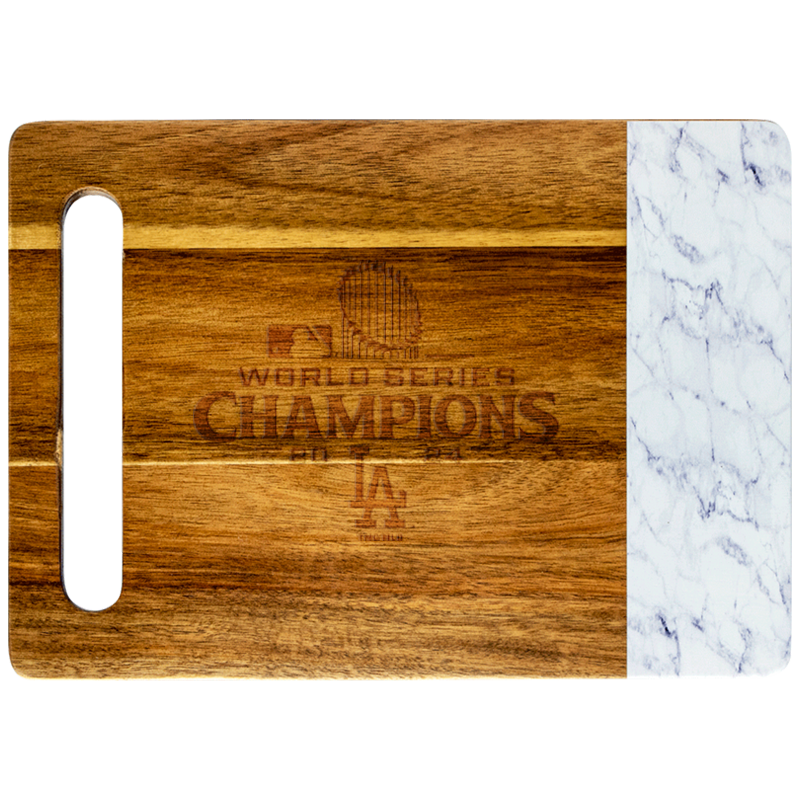 12x16in Acacia Cutting Board with Faux Marble | 2024 Champion Los Angeles Dodgers