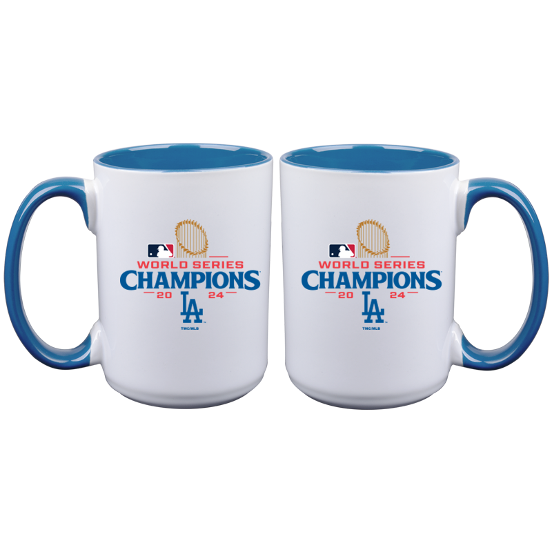 15oz White Mug with Blue Inner Color | 2024 Champion Los Angeles Dodgers