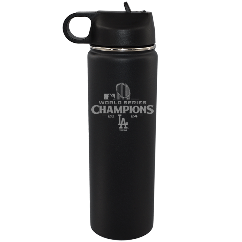 22oz Black Water Bottle Etched | 2024 Champion Los Angeles Dodgers