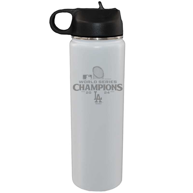 22oz White Water Bottle Etched | 2024 Champion Los Angeles Dodgers