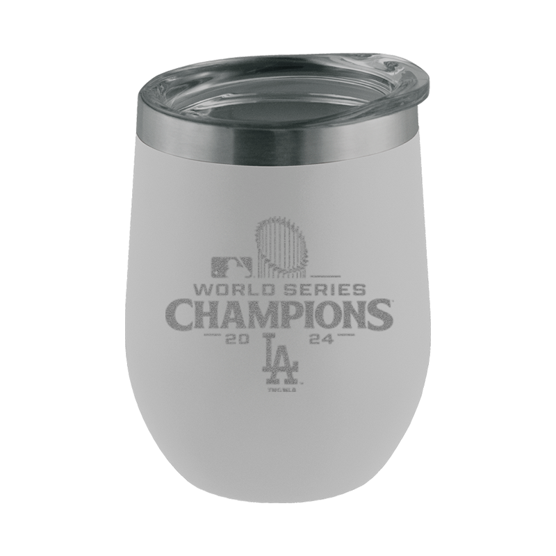 16oz White Stemless Tumbler Etched | 2024 Champion Los Angeles Dodgers