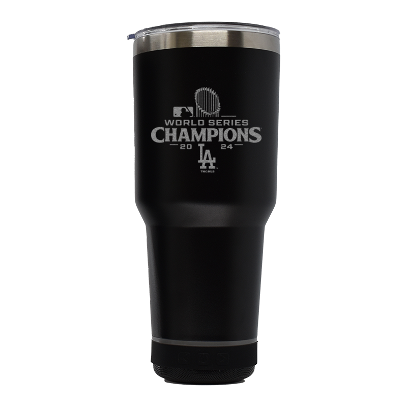 30oz Black Bluetooth Tumbler Etched | 2024 Champion Los Angeles Dodgers