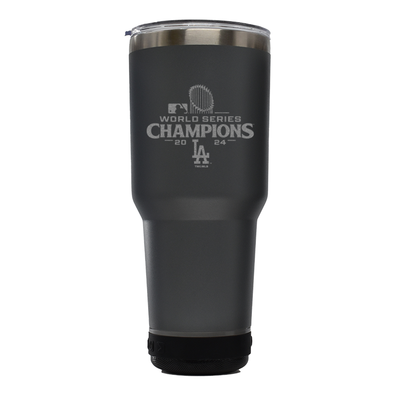 30oz Pewter Bluetooth Tumbler Etched | 2024 Champion Los Angeles Dodgers