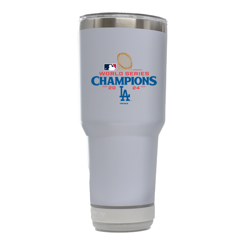 30oz White Bluetooth Tumbler | 2024 Champion Los Angeles Dodgers