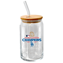 16oz Glass Tumbler with Bamboo Lid | 2024 Champion Los Angeles Dodgers