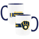 2pk 15oz White Mug w/Navy I/C, Dash Design, Milwaukee Brewers
