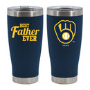 20oz Navy Stainless Steel Tumbler, Direct Print, Best Dad Ever Design, Milwaukee Brewers