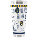 30oz White Stainless Steel Tumbler, Direct Print, Sketchpad Design | Milwaukee Brewers