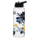 34oz White Quencher Water Bottle, Direct Print, Flowers Design | Milwaukee Brewers