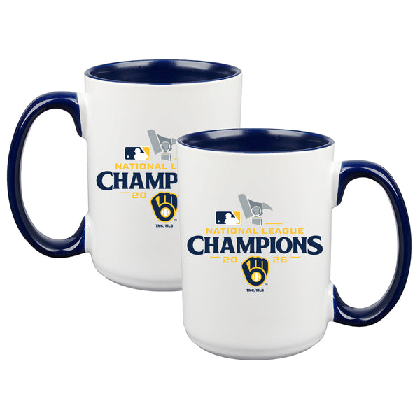 Milwaukee Brewers 2026 NLCS 15oz Coffee Mug Set of 2 – White with Navy Interior