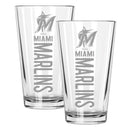 2pk 16oz Pint Glass, ETC, Pinnacle Design, Miami Marlins