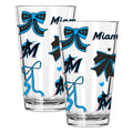  Marlins 2pk 16oz Bow Pint Glass 