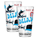 2pk 16oz Pint Glass, Direct Print, Loco Design | Miami Marlins
