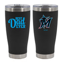 20oz Black Stainless Steel Tumbler, Direct Print, Best Dad Ever Design, Miami Marlins