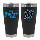 20oz Black Stainless Steel Tumbler, Direct Print, Best Dad Ever Design, Miami Marlins