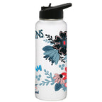 34oz White Quencher Water Bottle, Direct Print, Flowers Design | Miami Marlins
