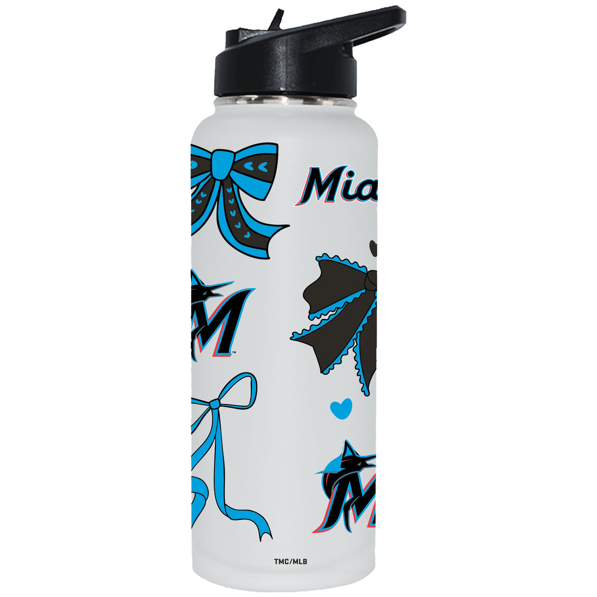  Marlins 34oz Bow White Quencher Water Bottle 