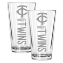 2pk 16oz Pint Glass, ETC, Pinnacle Design, Minnesota Twins