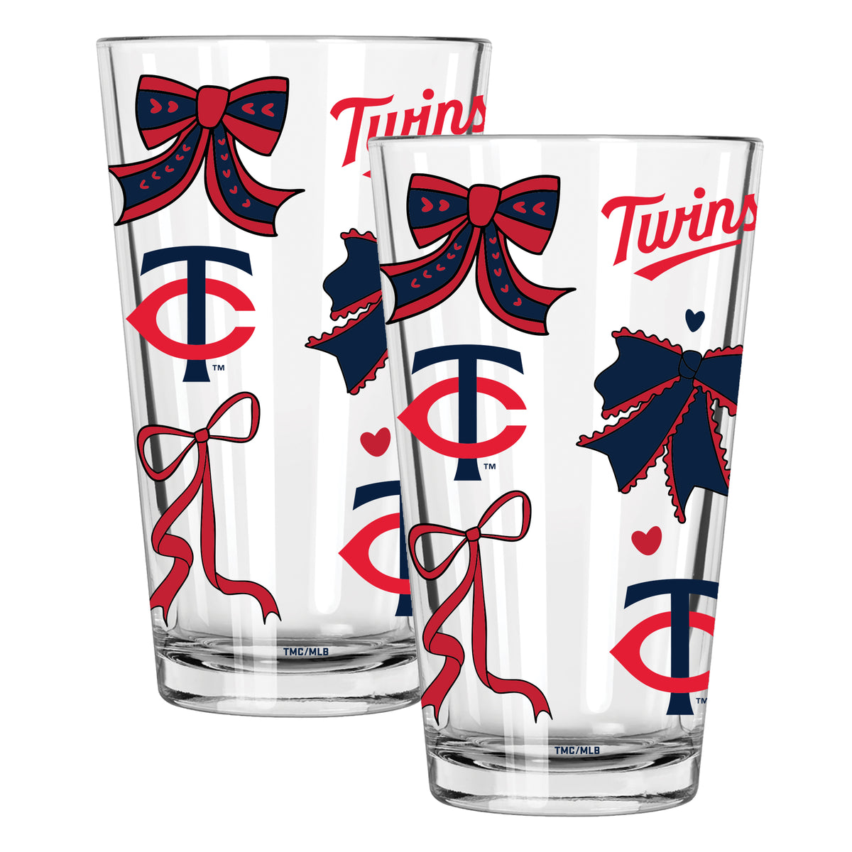  Twins 2pk 16oz Bow Pint Glass 