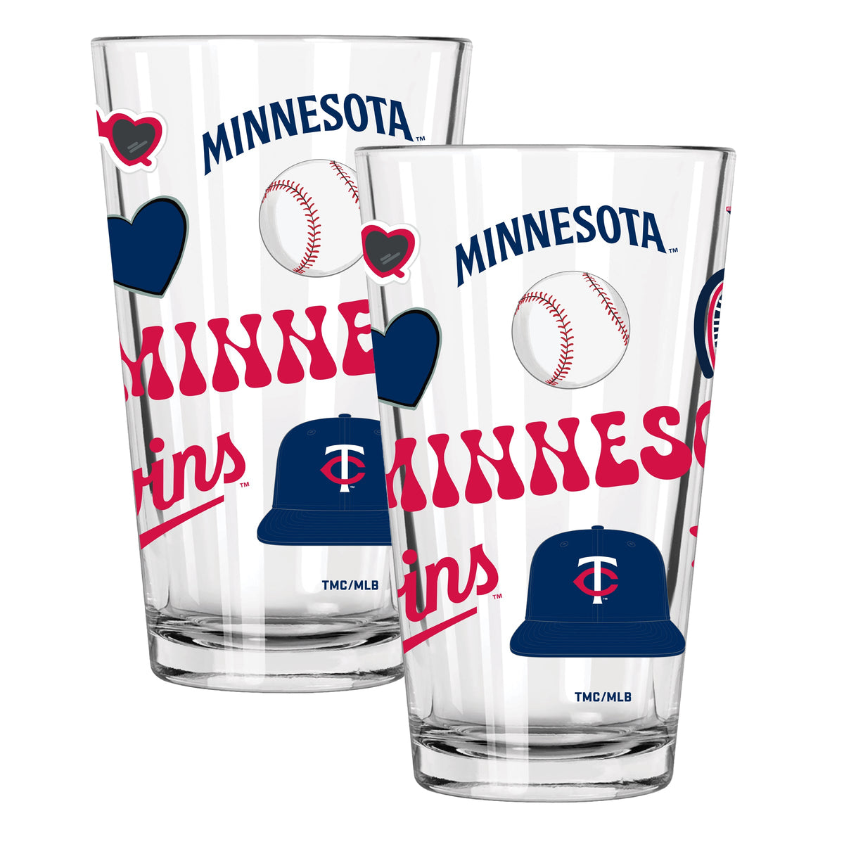 2pk 16oz Pint Glass, Direct Print, Loco Design | Minnesota Twins