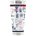 30oz White Stainless Steel Tumbler, Direct Print, Sketchpad Design | Minnesota Twins