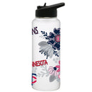 34oz White Quencher Water Bottle, Direct Print, Flowers Design | Minnesota Twins