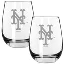 2pk 15oz Stemless Wine Glass, ETC, New York Mets