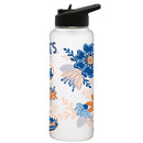 34oz White Quencher Water Bottle, Direct Print, Flowers Design | New York Mets