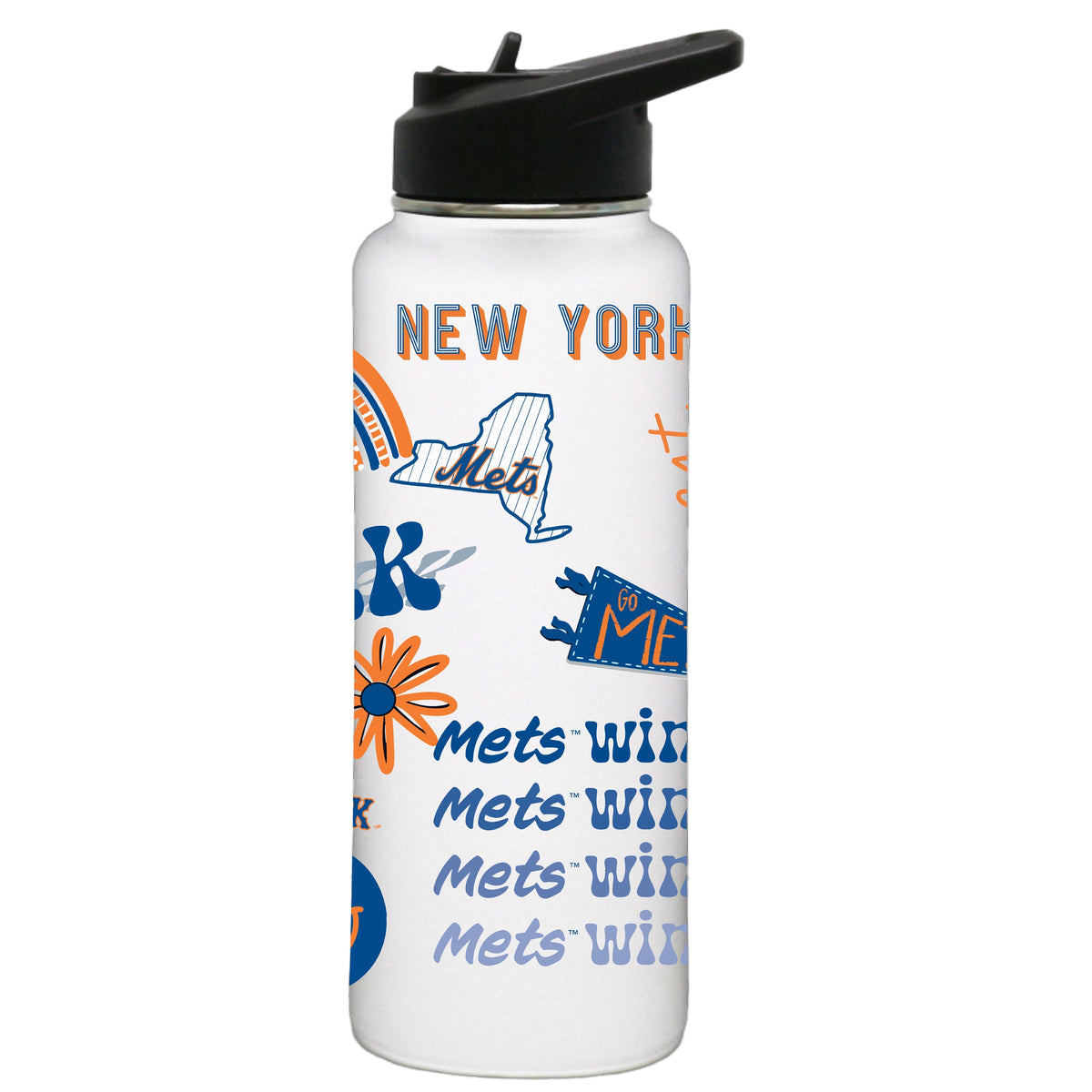 34oz Quencher, White with Loco Design | New York Mets