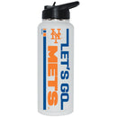 34oz White Quencher Bottle, DP, Let's Go Team Dash, New York Mets