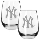 2pk 15oz Stemless Wine Glass, ETC, New York Yankees