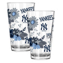 2pk 16oz Pint Glass, Direct Print, Flowers Design | New York Yankees